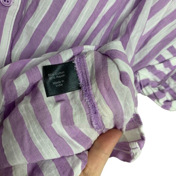 Lane Bryant Purple Striped Button Tie Front Shirt Plus Size 18 - Picture 5 of 7